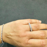 Emerald Cut Lab Grown Diamond Full Eternity Wedding Band Platinum