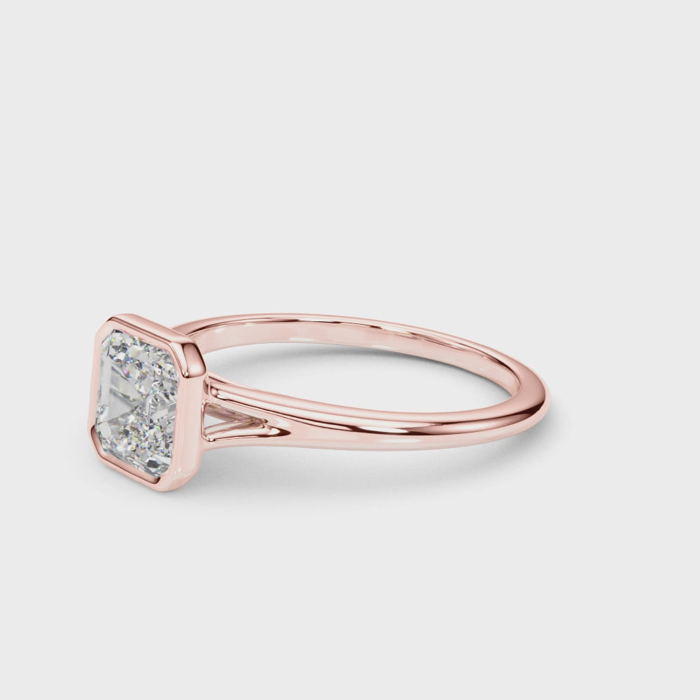 Bague de fiançailles solitaire sertie d'un diamant de laboratoire taille Asscher, couleur D, pureté VVS