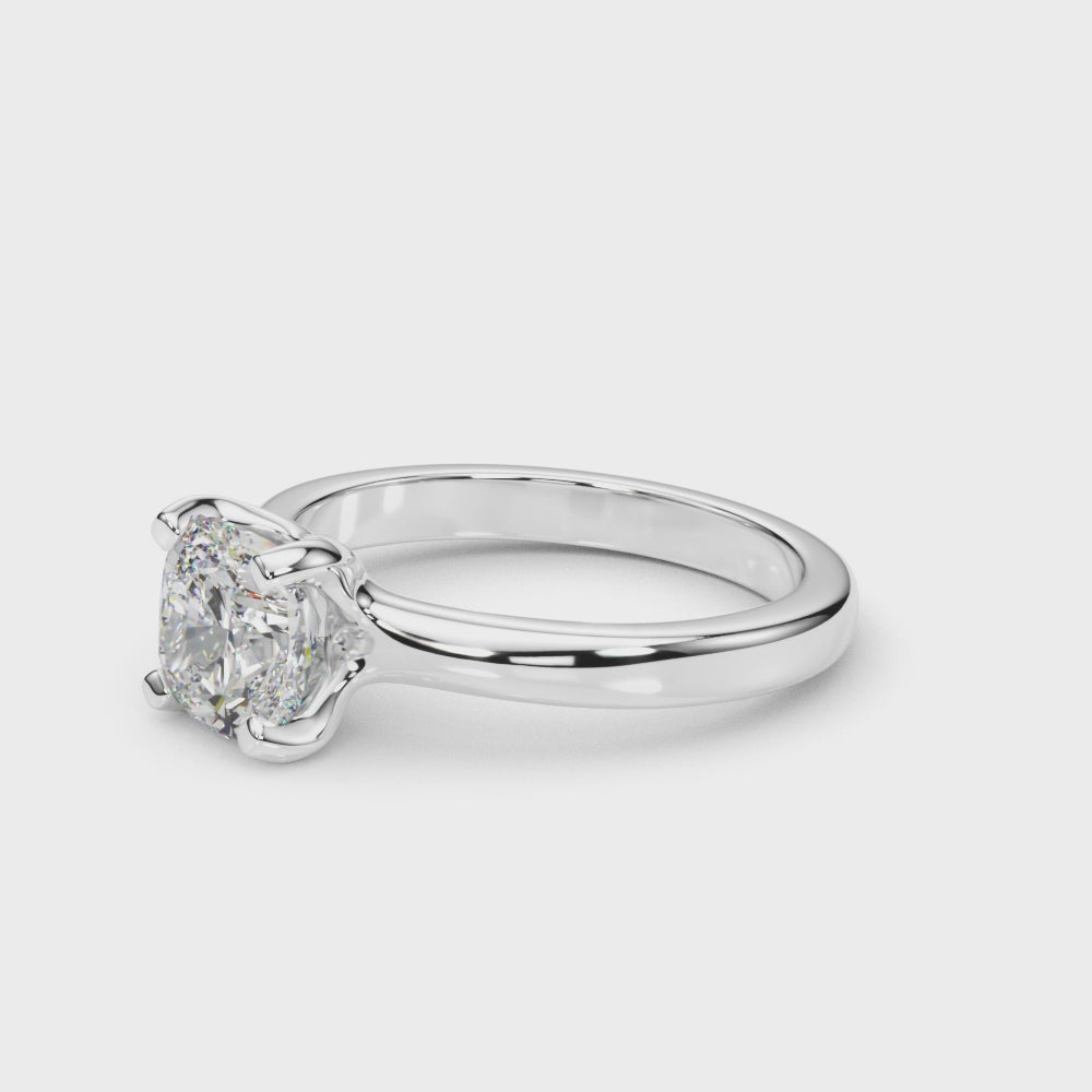 Bague de fiançailles solitaire à 4 griffes avec diamant coussin cultivé en laboratoire IGI, couleur D, pureté VVS