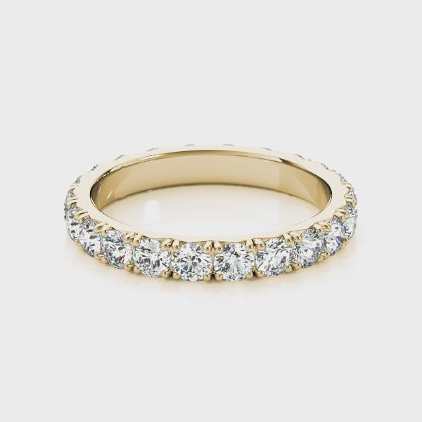 0.50-3.00ct Lab-Grown Round Cut D/VVS Diamond Four Prong French Cut Full Eternity Wedding Ring