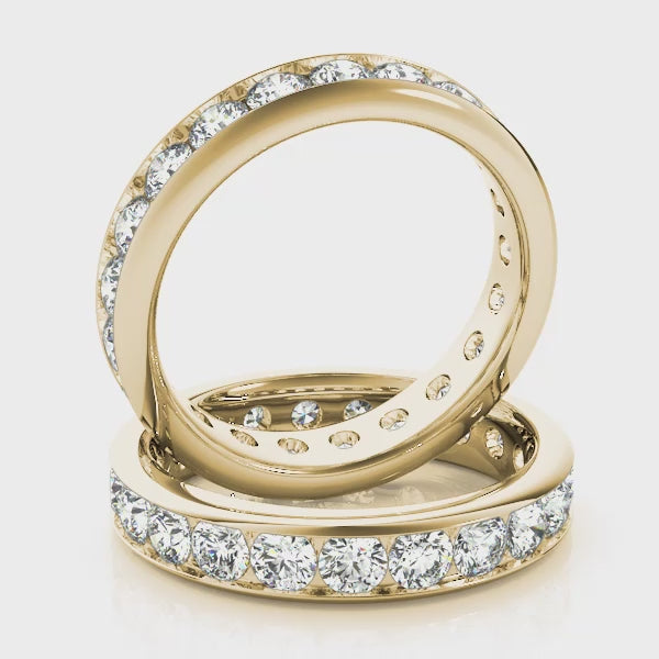 0.50-3.00ct Lab-Grown D/ VVS Round Cut Diamond Full Eternity Wedding Band.