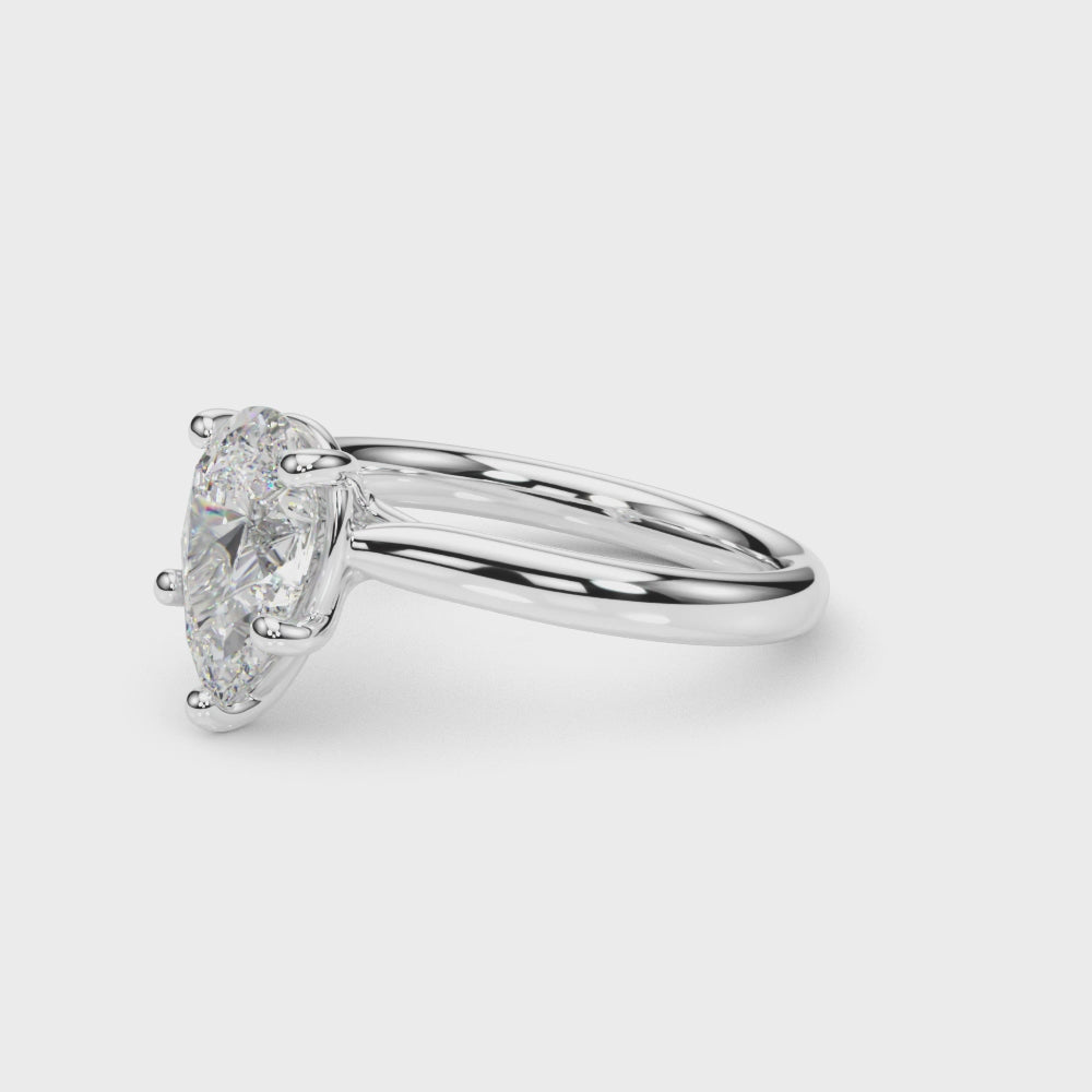 IGI Lab-Grown Pear Diamond Five Prong Solitaire Engagement Ring, D Color VVS Clarity