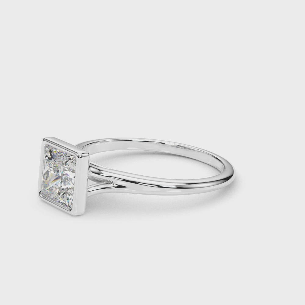 Princess Cut Diamond Bezel Set Solitaire Engagement Ring