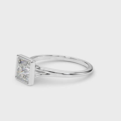 Princess Cut Diamond Bezel Set Solitaire Engagement Ring