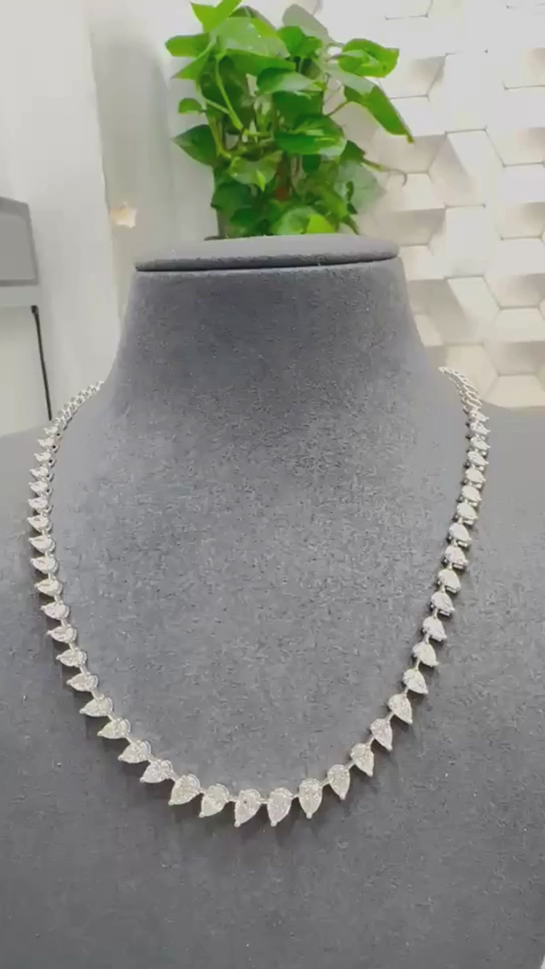 Natural Diamond Necklace, Pear Diamond Necklace