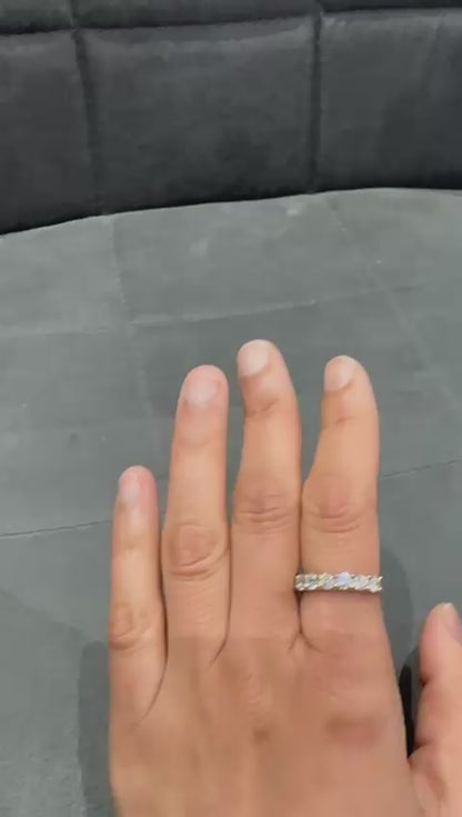 2.0Ct Round Lab Diamond U Prong Half Eternity Ring in 9K White Gold