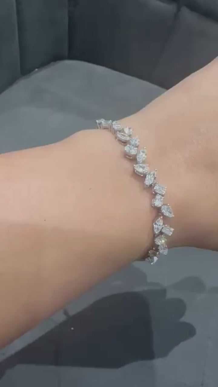 Luxury 3.50Ct Multi Shape Prong Set Natural Diamond Bracelet in 18K White Gold