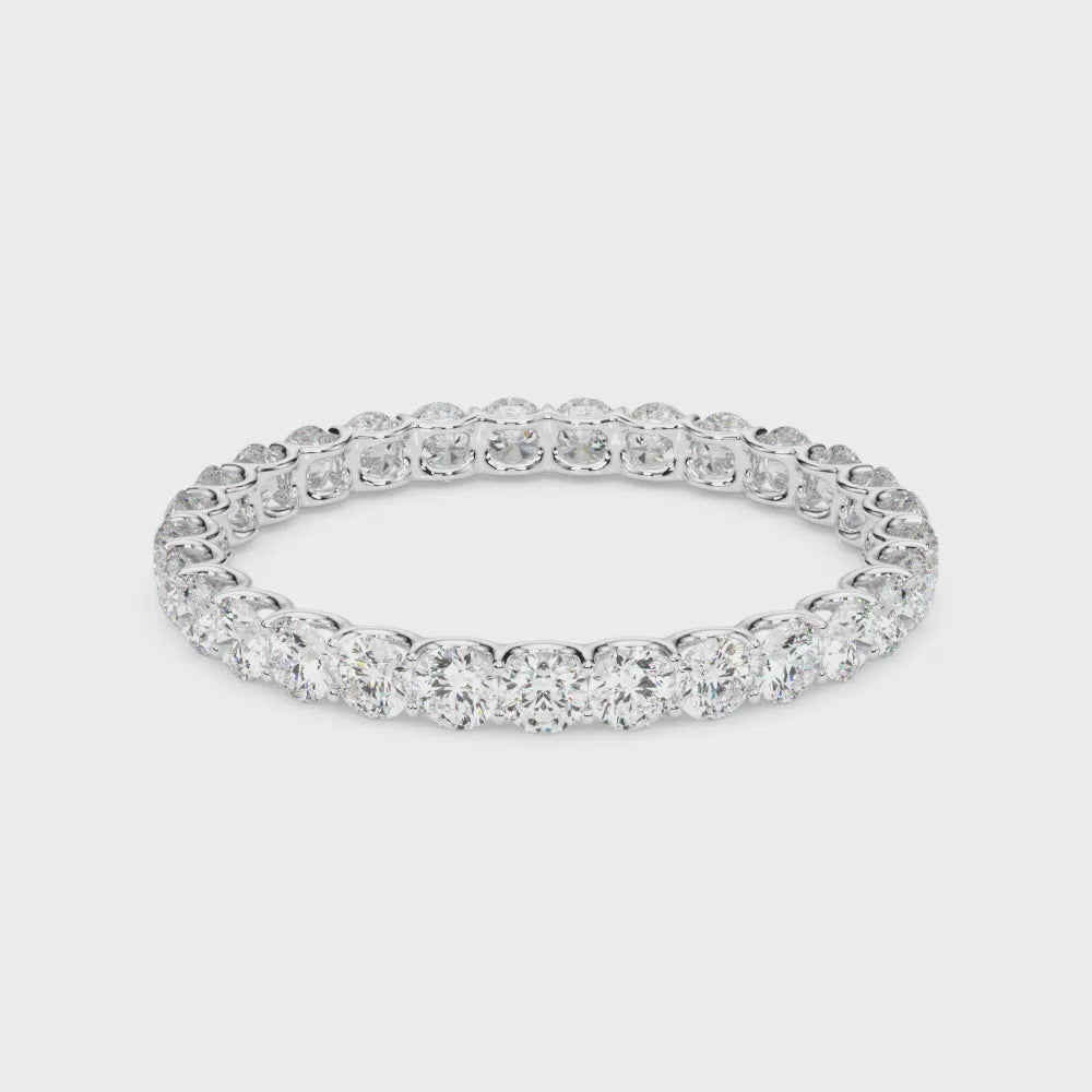 0.50-3.00ct Lab-Grown D/VVS Round Cut Diamond U Prong Full Eternity Wedding Ring