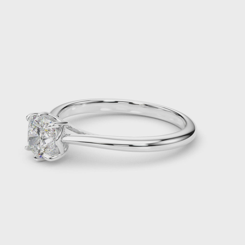 Bague de fiançailles solitaire en diamant coussin 6 griffes IGI, couleur D, pureté VVS
