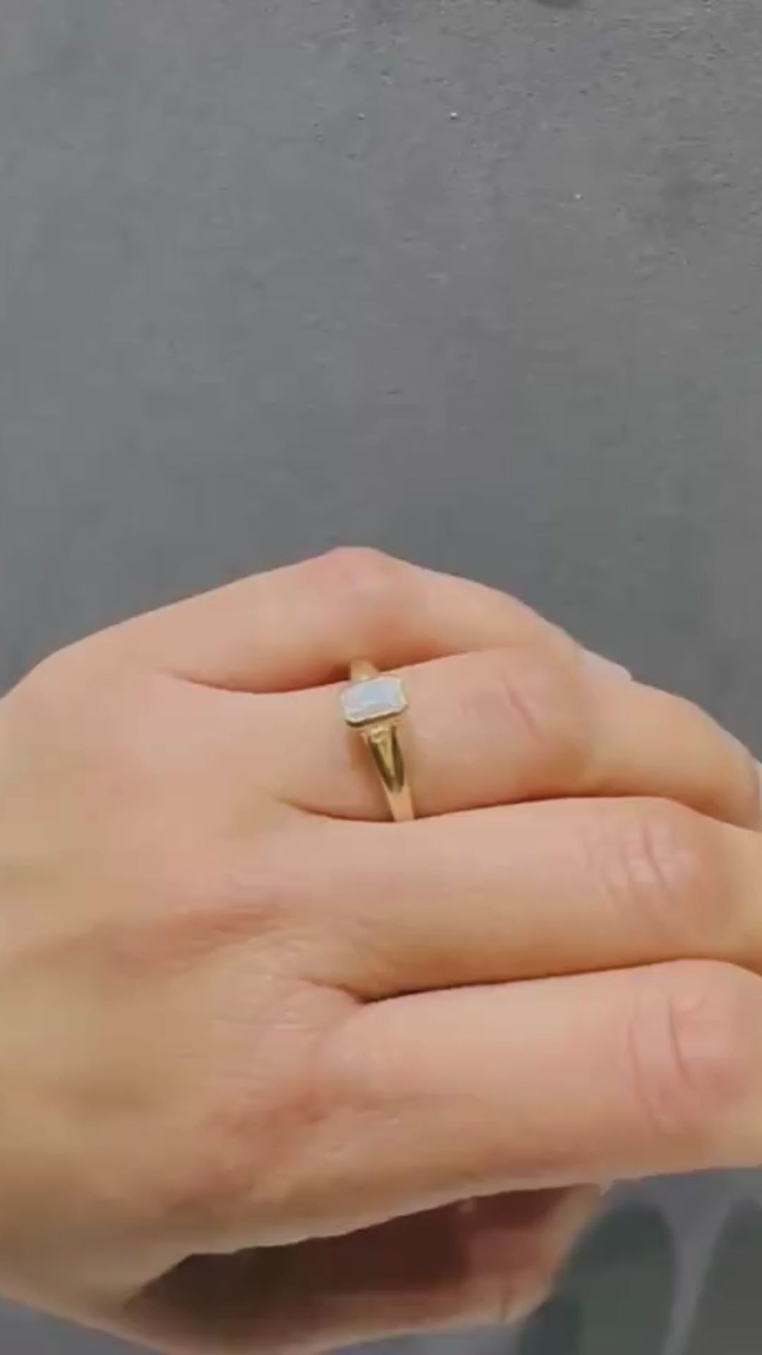 IGI Certified Emerald Cut Lab Grown Diamond Bezel Set Solitaire Ring 9K Yellow Gold Promise Ring