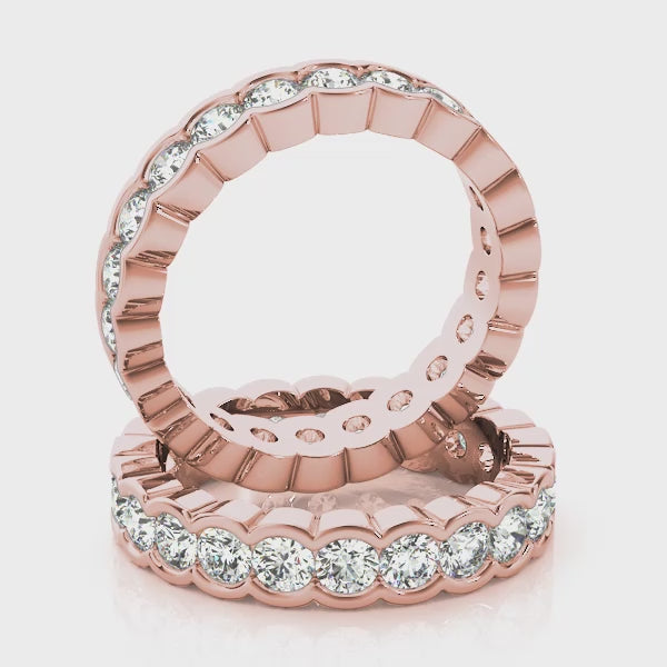 0,50-3,00 ct Labor-Diamant im Rundschliff (D/VVS) Halb-Lünettenfassung, Ehering mit durchgehendem Eternity-Design