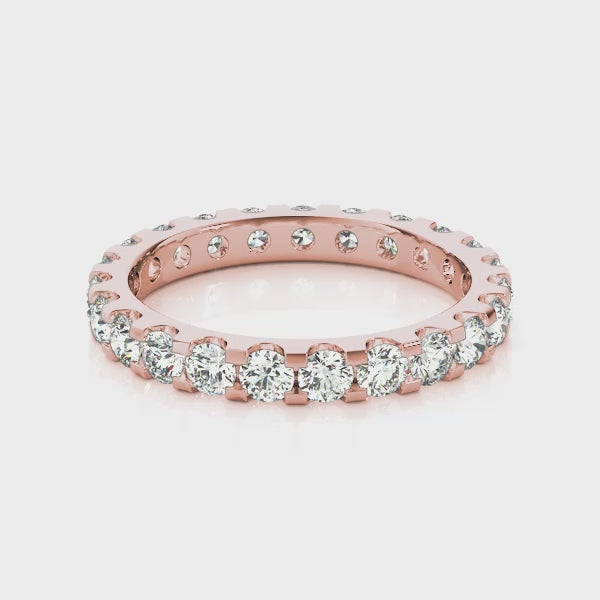 0.50-3.00ct Lab-Grown D/VVS Round Cut Diamond U Shape Shared Prong Full Eternity Wedding Ring.