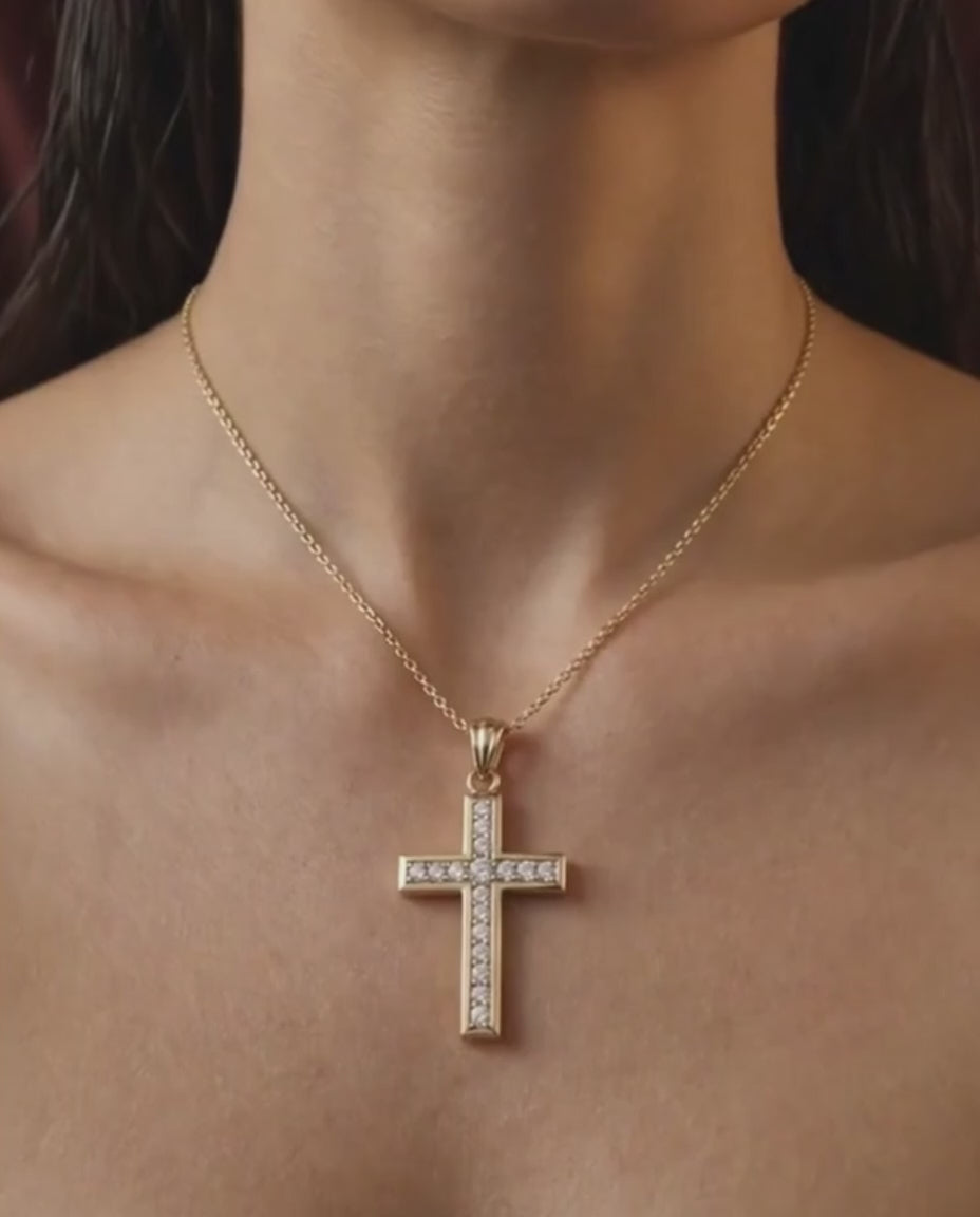 1.00ct Lab Diamond Cross Pendant With Chain