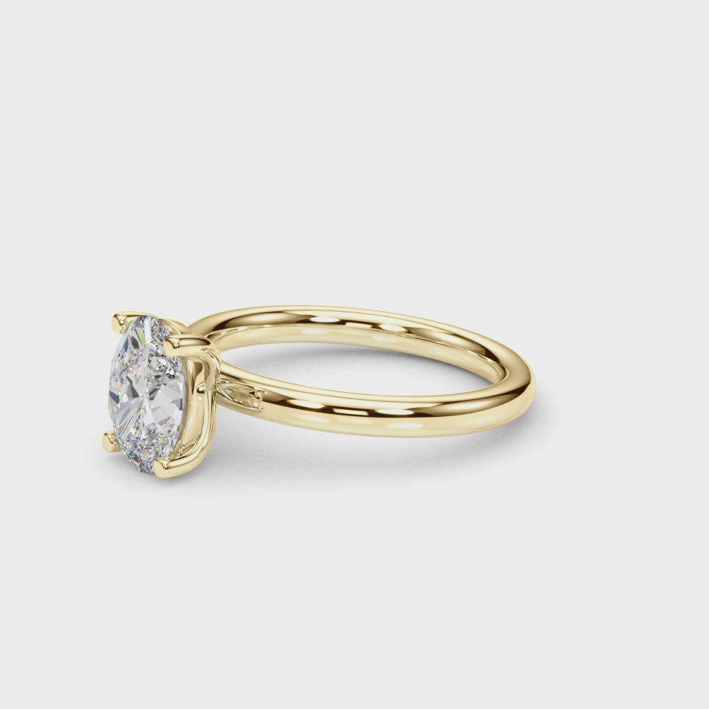 IGI-Labor-gezüchteter ovaler Diamant-Solitärring mit Vier-Krappen-Fassung, Farbe D, Reinheit VVS