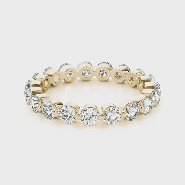 0.50-3.00ct Lab-Grown Round Cut D/VVS Diamond Single Shared Prong Full Eternity Wedding Ring
