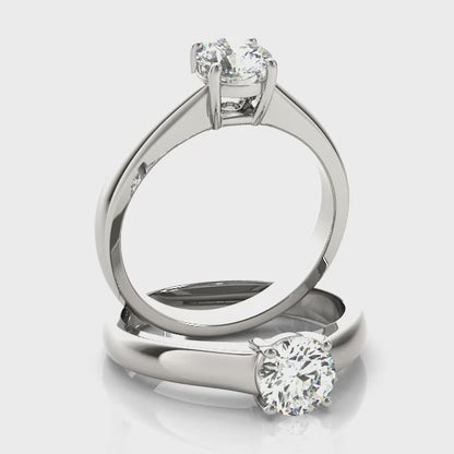 IGI Lab-Grown D/VVS  Diamond Round Cut Solitaire Engagement Ring Modern Cathedral Setting