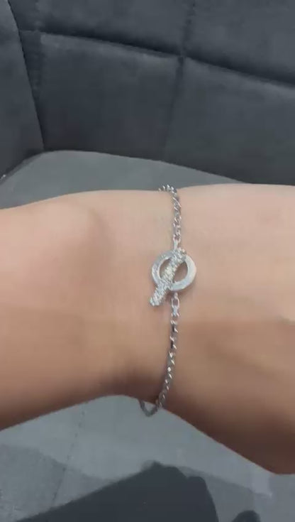 Round Natural Diamond Toggle Bracelet in Platinum for Women | Luxury Jewelry