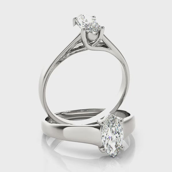 Lab-Grown Marquise Cut Diamond 4-Prong Solitaire Engagement Ring.