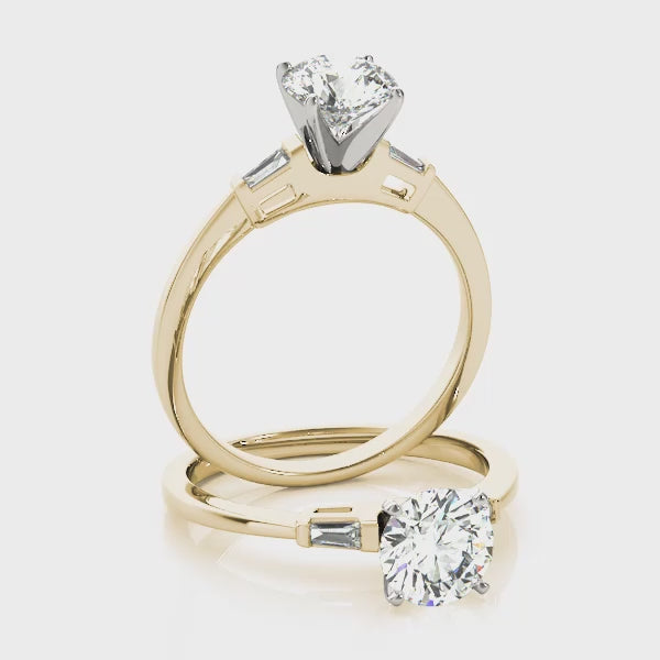 Baguette & Round Cut Diamond 3-Stone Ring