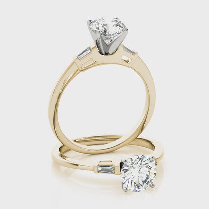 Baguette & Round Cut Diamond 3-Stone Ring