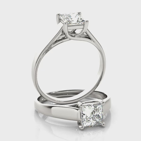 Lab-Grown D-VVS Princess Cut Diamond Infinity Twist Solitaire Engagement Ring