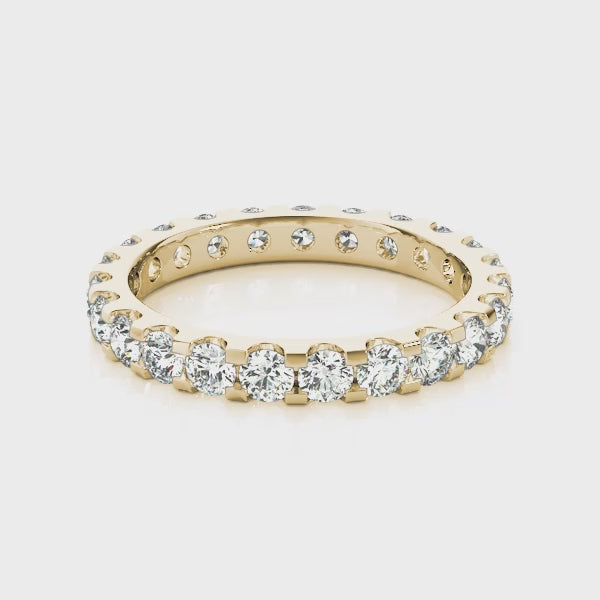 0.50-3.00ct Lab-Grown D/VVS Round Cut Diamond U Shape Shared Prong Full Eternity Wedding Ring.