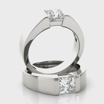 Lab-Grown D-VVS Princess Cut Sleek Tapered Diamond Solitaire Engagement Ring