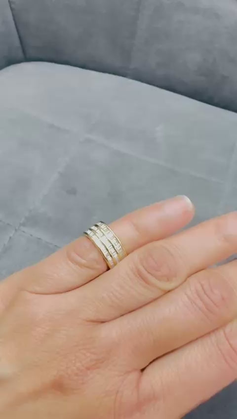 Luxuriöser Zickzack-Ewigkeitsring mit natürlichen, runden und Baguette-Diamanten in 9-karätigem Roségold | Kanal- und Pavé-Fassung