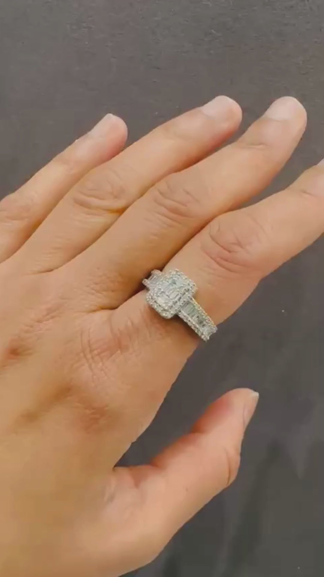 2.00Ct Natural Diamond Multi-Stone Engagement Ring in 9K White Gold Baguette & Round