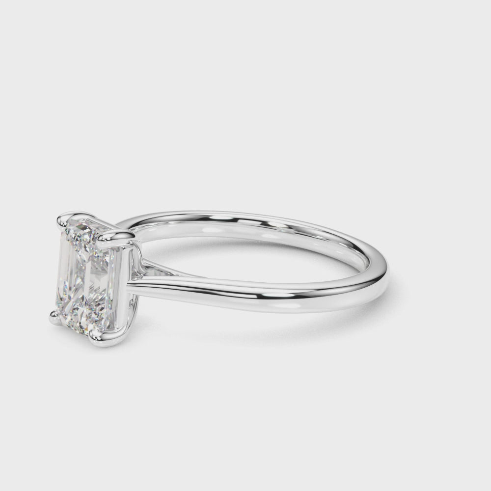 Lab-Grown D-VVS Emerald Cut Diamond 4-Prong Solitaire Engagement Ring