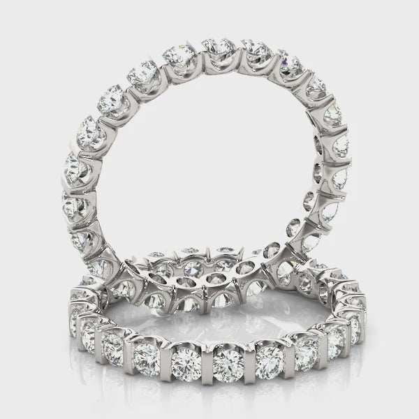 0.75-3.00ct Lab-Grown Round Cut D/VVS Diamond Bar Set Full Eternity Wedding Ring.