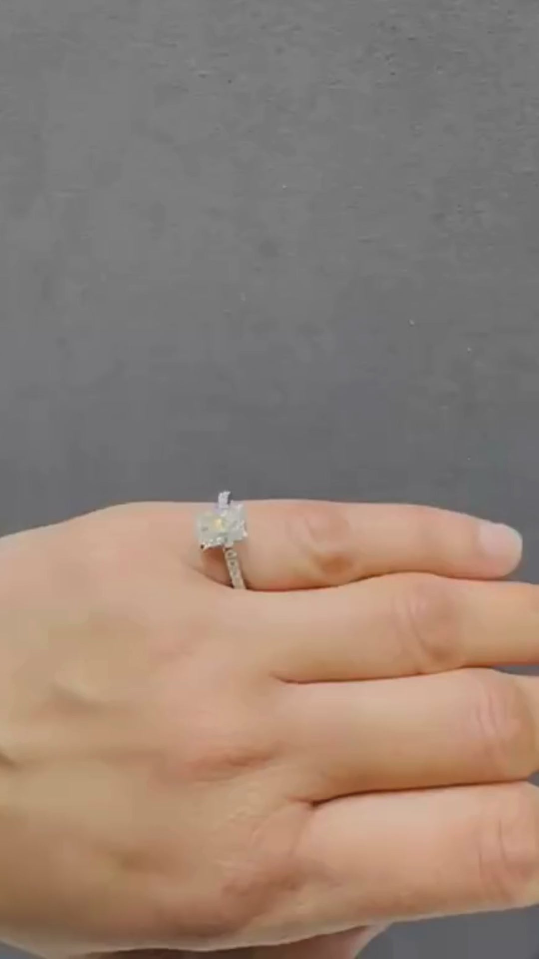 IGI Certified Solitaire Radiant Cut Lab Grown Diamond Engagement Ring 9K White Gold  