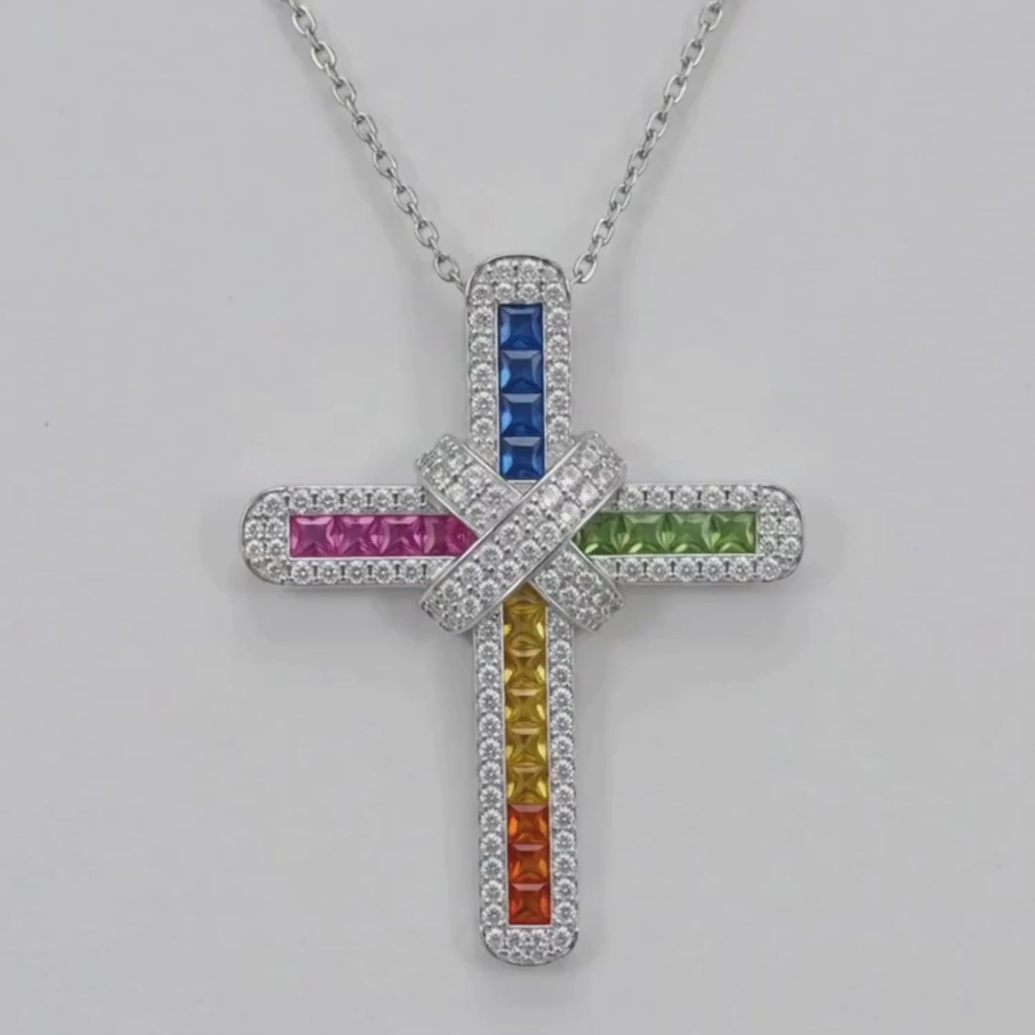 Multi Sapphire Pendant 4.5ct to 5ct Available in Gold & Platinum Without Chain