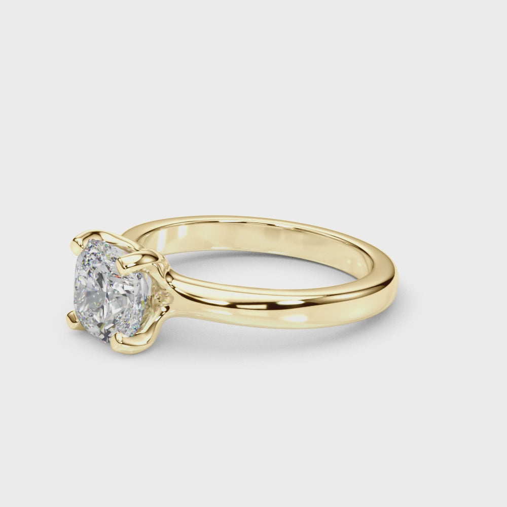 Bague de fiançailles solitaire à 4 griffes avec diamant coussin cultivé en laboratoire IGI, couleur D, pureté VVS