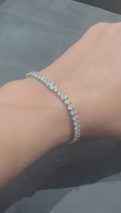 Oval Cut 7.08Ct Natural Diamond Tennis Bracelet in 18K White Gold | Fine Jewelry