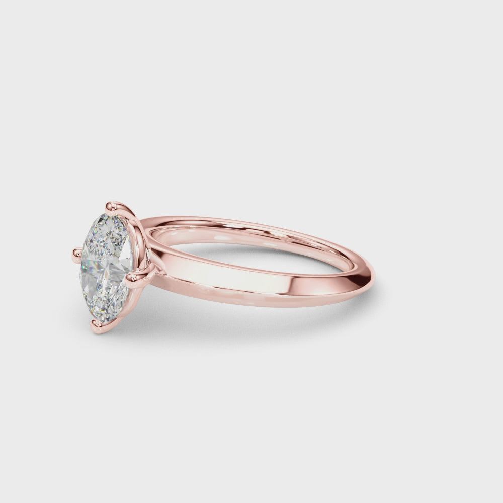 IGI-Labor-gezüchteter ovaler Diamant-Solitär-Verlobungsring mit 4-Krappen-Fassung, VVS-Reinheit, Farbe D