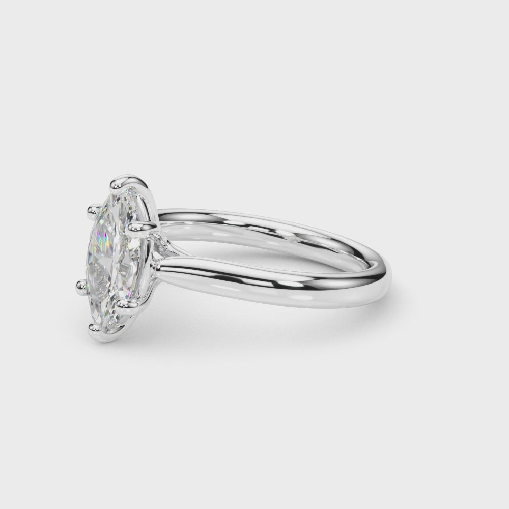 Lab-Grown D-VVS Marquise Cut Diamond 6-Prong Solitaire Engagement Ring.