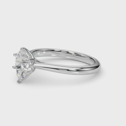 IGI Lab-Grown Pear Diamond 6 Prong Set Solitaire Engagement Ring, D Color VVS Clarity