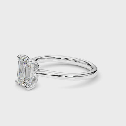 Lab-Grown D-VVS Emerald Cut Diamond Four Prong Solitaire Engagement Ring