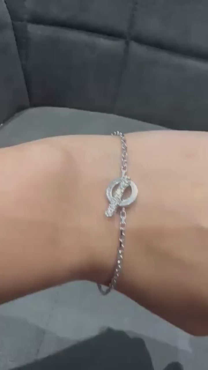 Bracelet à fermoir en platine serti de diamants naturels ronds pour femme | Bijoux de luxe