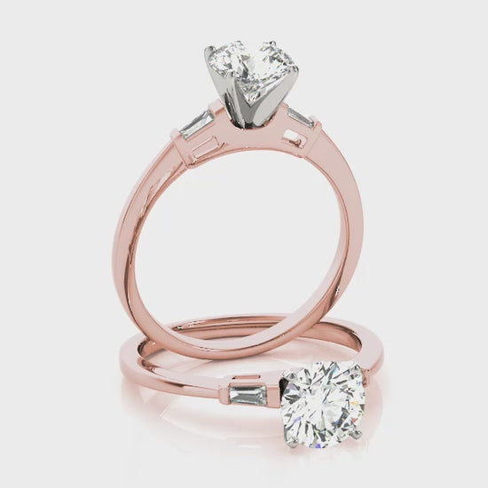 Baguette & Round Cut Diamond 3-Stone Ring