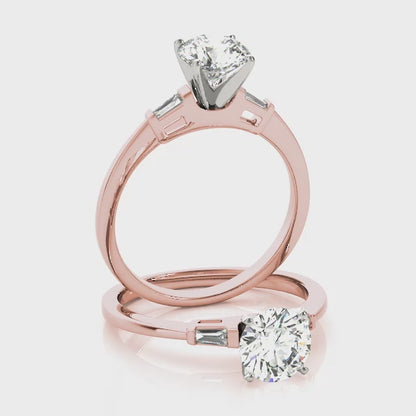 Baguette & Round Cut Diamond 3-Stone Ring