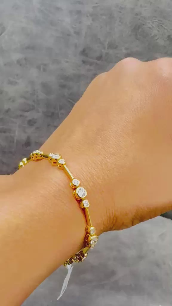 WGI FG/VS-SI 3.00ct Natural Round Diamond Bracelet, 9K Yellow Gold Ready To Ship