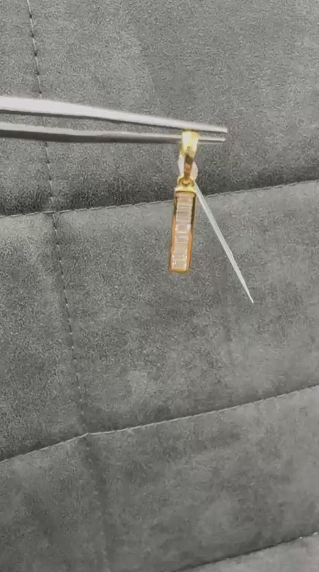 Anhänger aus 14-karätigem Gelbgold mit natürlichen Baguette-Diamanten in Kanalfassung