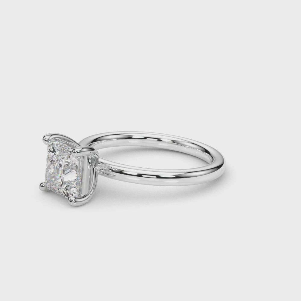 Lab-Grown Princess Cut Diamond Four Prong Solitaire Engagement Ring