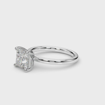 Lab-Grown Princess Cut Diamond Four Prong Solitaire Engagement Ring