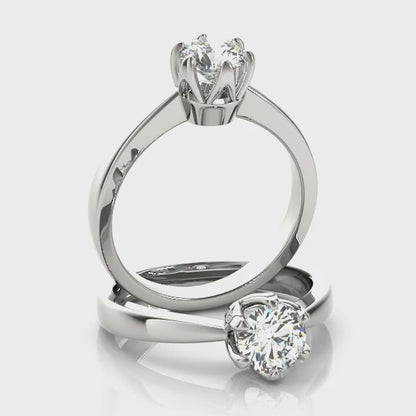 IGI Lab-Grown Round Cut Diamond Solitaire 6-Prong Engagement Ring Valentine Gift for Her.