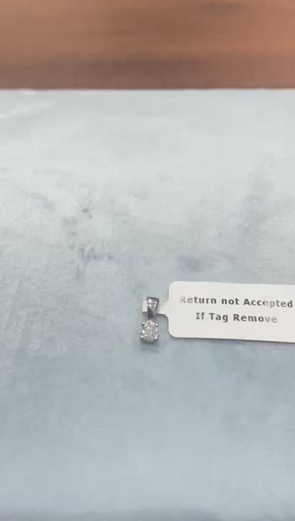 0.40Ct Round Natural Diamond Solitaire Pendant Crafted in 9K White Gold