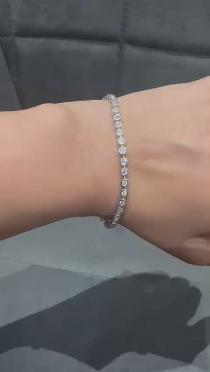 925 Sterling Silver 2.00 Carat Lab Grown Diamond Tennis Bracelet in Bezel Set