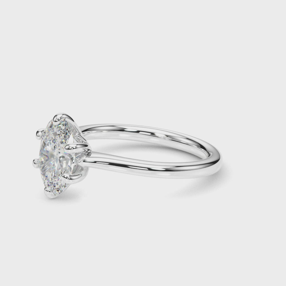 IGI Lab-Grown Oval Diamond 6 Prong Solitaire Engagement Ring, D Color VVS Clarity